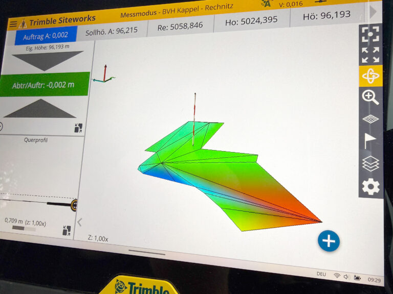GPS-gesteuerter Bagger bei Aushubarbeiten in Rechnitz - 3D Model mit Trimble Siteworks